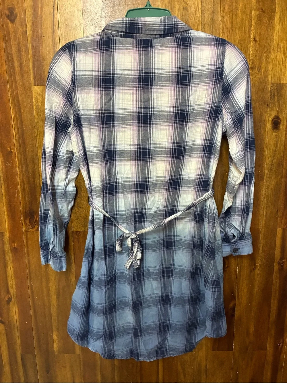 The Children's Place Girls Plaid Shirt Dress Size 10/12 Blue Purple Long Sleeve